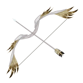 Mir'Tyela. A work of master craftsmanship, this legendary bow combines enchanted tree bark, gold, and eagle feathers to create a weapon steeped in superstition and mythos.