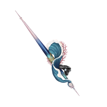 more to this dagger was crafted from within the ocean itself and blessed by the Goddess Lorelei. It boasts a blade of coral naturally refined into a razor-sharp point with a decorative wave forming its impressive hand guard.